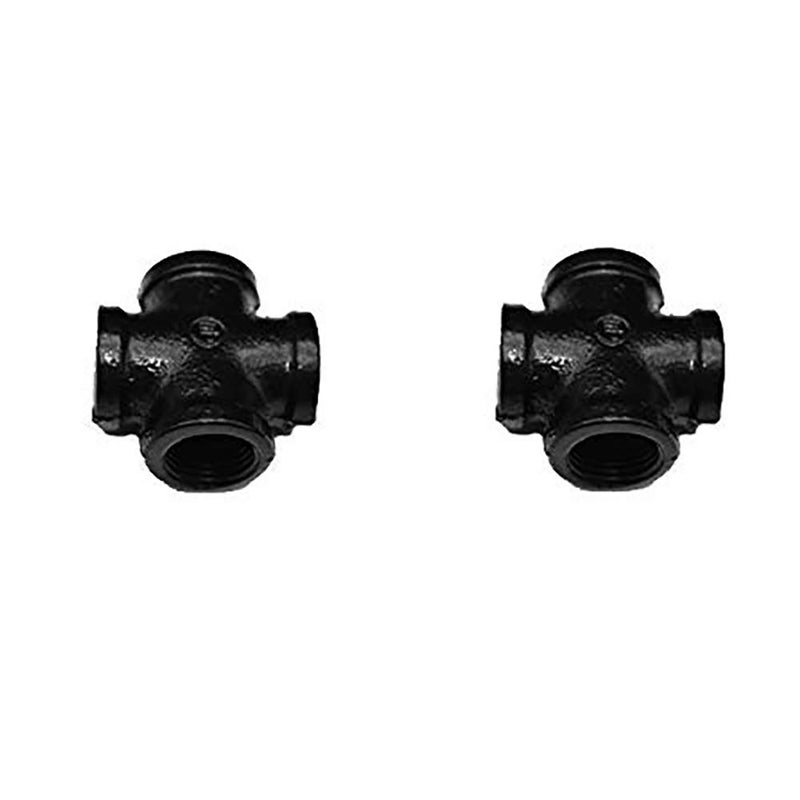 GeilSpace Cross, Malleable Iron Pipe Fittings - Vintage DIY Industrial Shelving, Industrial Decor, Furniture DIY (3/4"", Black)